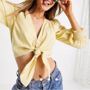 Abercrombie & Fitch Yellow Blouse Tie Front